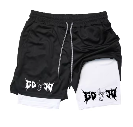 Men's Print 2-in-1 Gym Running Shorts