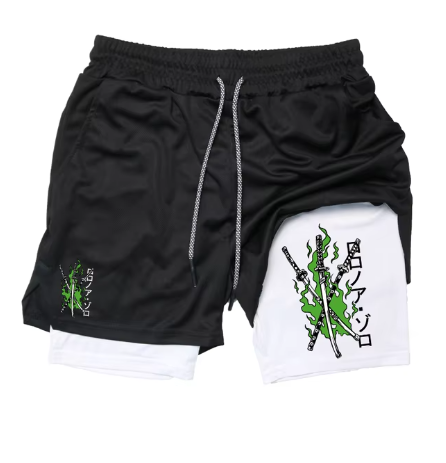 Men's Print 2-in-1 Gym Running Shorts