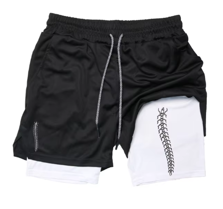 Men's Print 2-in-1 Gym Running Shorts